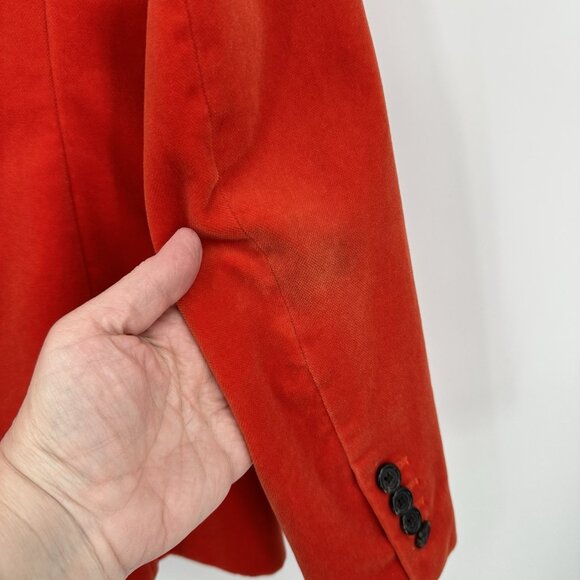 J CREW parke velvet velour jacket blazer orange 6 one button preppy academia - Picture 7 of 10